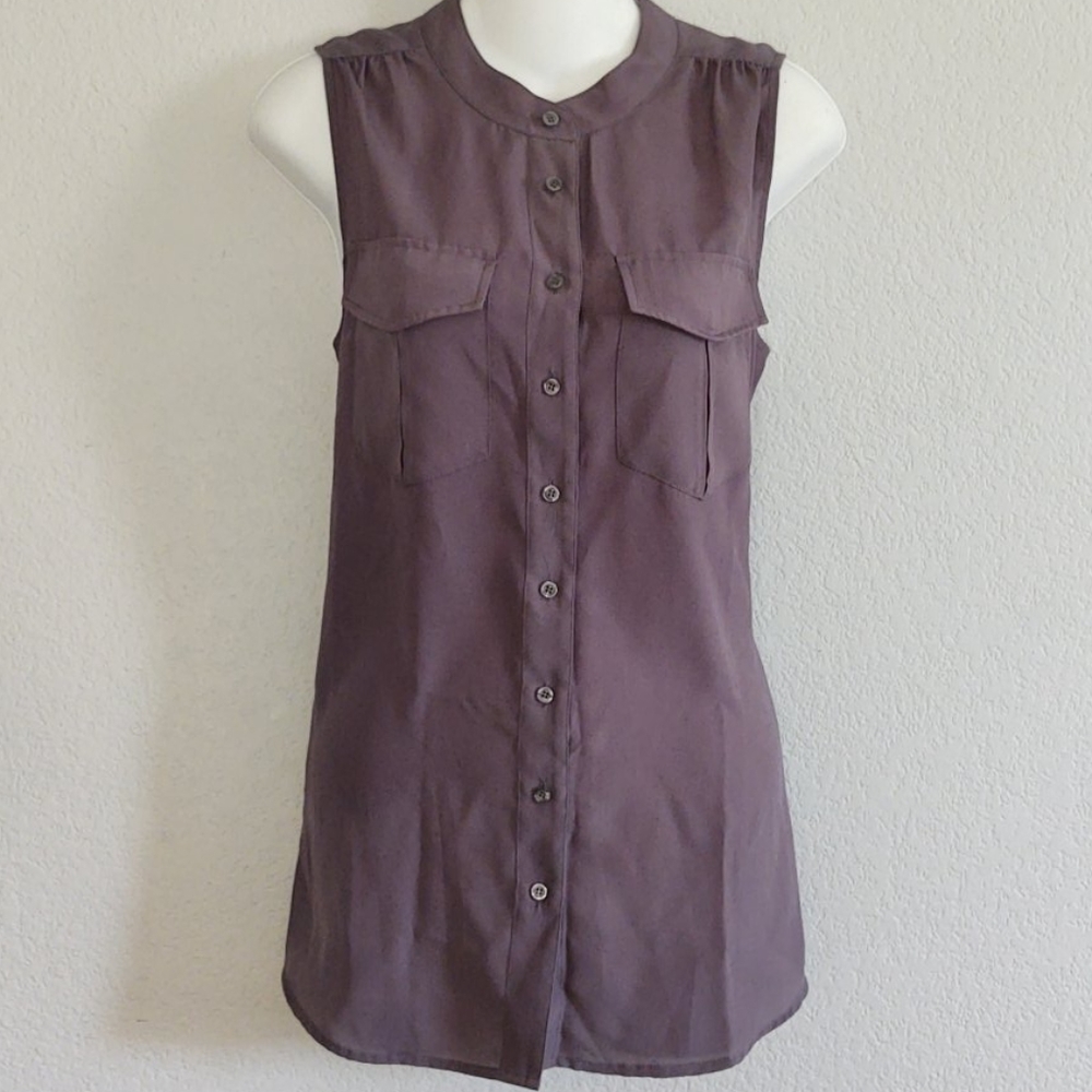 J. Crew Sleeveless Button Down Style 08207 Gray 8